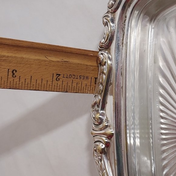 3pc Silver & glass Butter dish by Sheridan Silverplate vintage antique - Picture 13 of 15